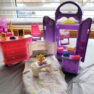 Vintage Barbie Dreamhouse Bedroom Set and Accessories 1990s